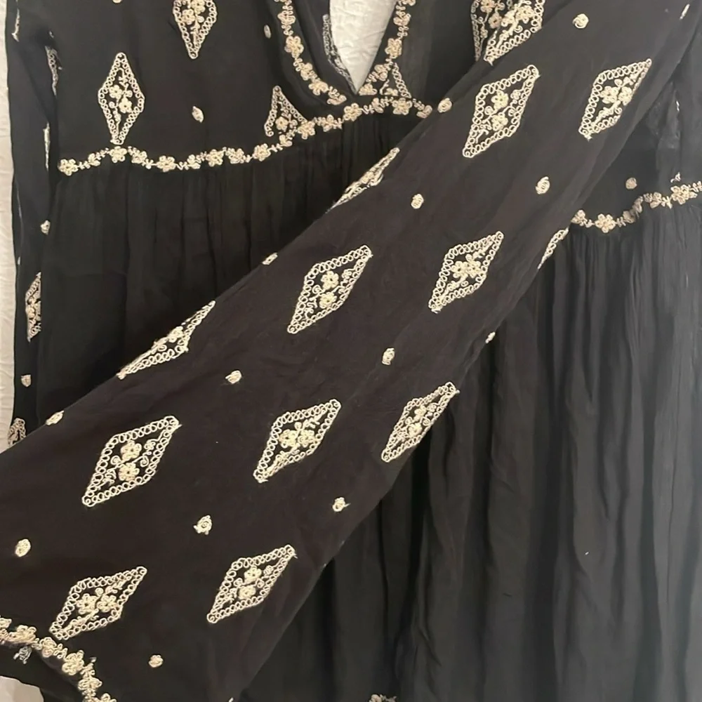 Free People Diamond Embroidered Long Sleeve Top